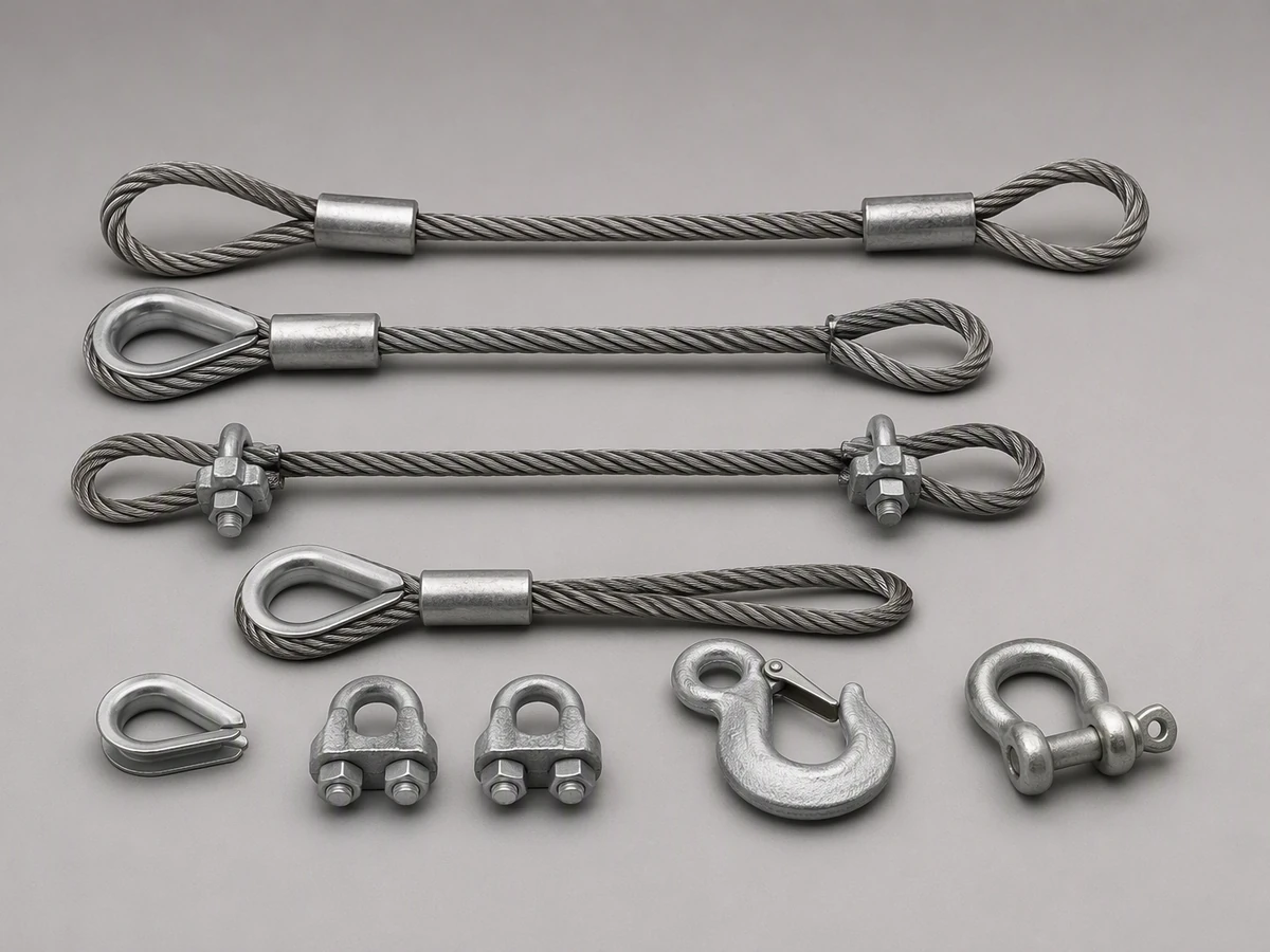 Wire Rope Sling 8 mm, Thimble and clip set (Wire rope slings and fittings)